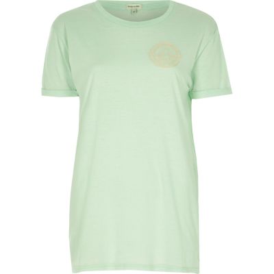 Mint green badge boyfriend T-shirt